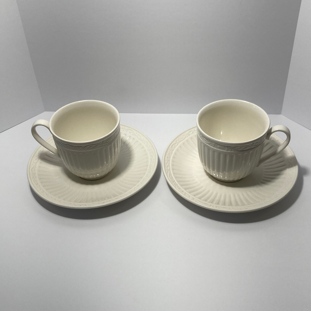 Mikasa Italian Countryside Elegant Cream Porcelain Cup and Saucer Set